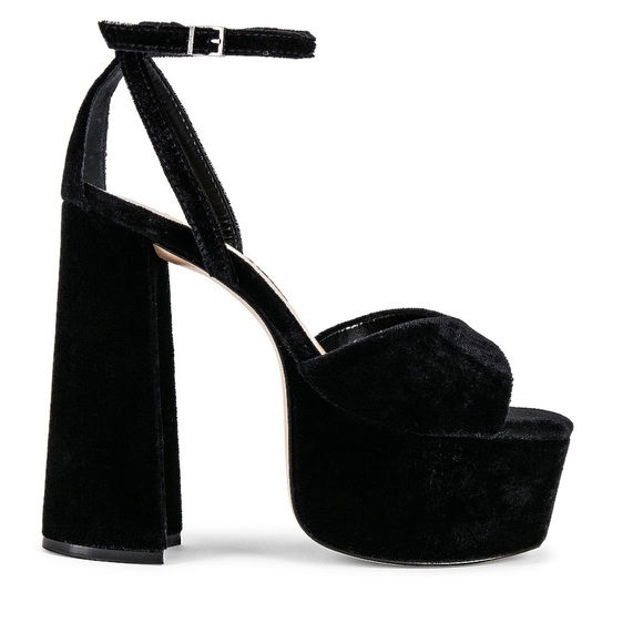 Schutz Black Velvet Aryia Platform Sandal - Picture 2 of 14